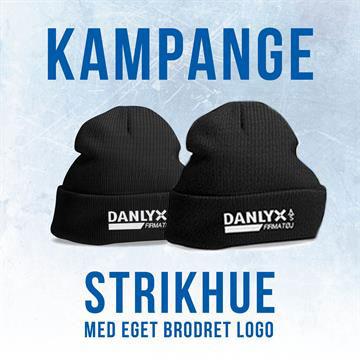 Strikhuer med eget broderet logo